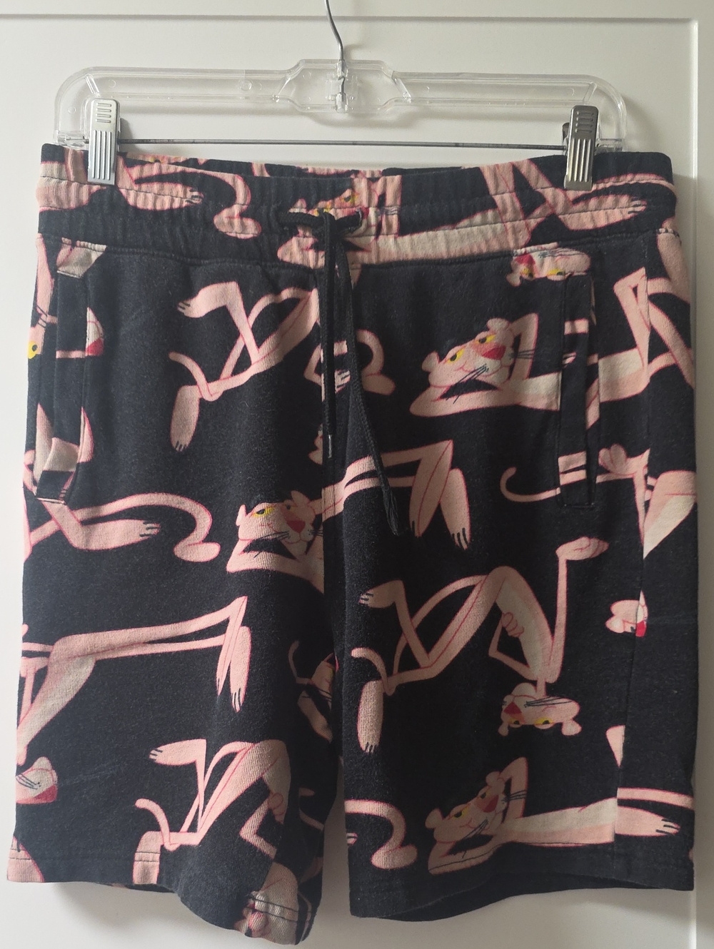 Divided Black Shorts with Pink Panther Print